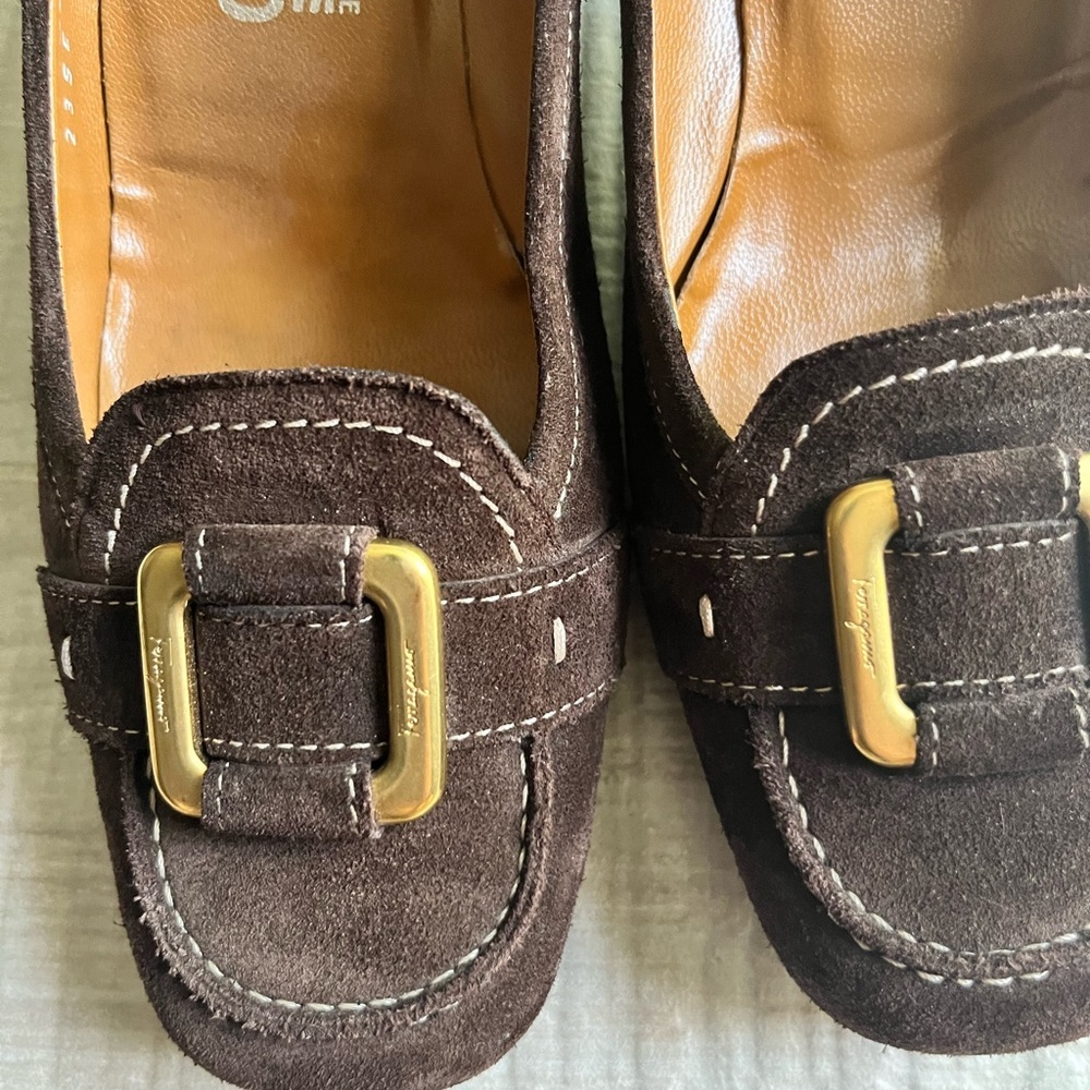 FERRAGAMO Suede Shoes Loafers Heels - Picture 3 of 9